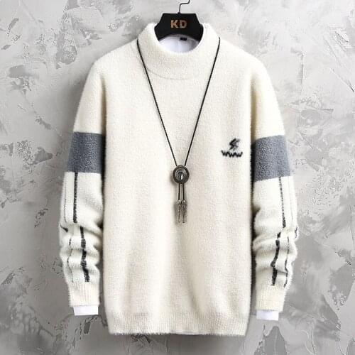 2021 Winter Cashmere Sweater Mens Round Neck Sweater High Quality Mens Sweater Thicken Mens Fashion Pullover Warm Brushed Men