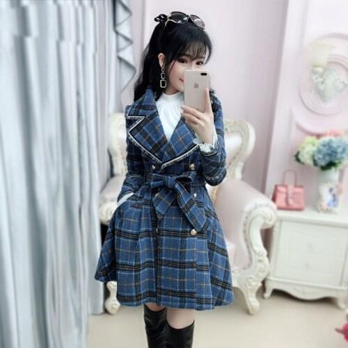 Winter Wool Jacket Women Coats New 2021 Wool Coat Women Clothes Long Slim Autumn Winter Lattice Jacket Womens Pakras OAIRED