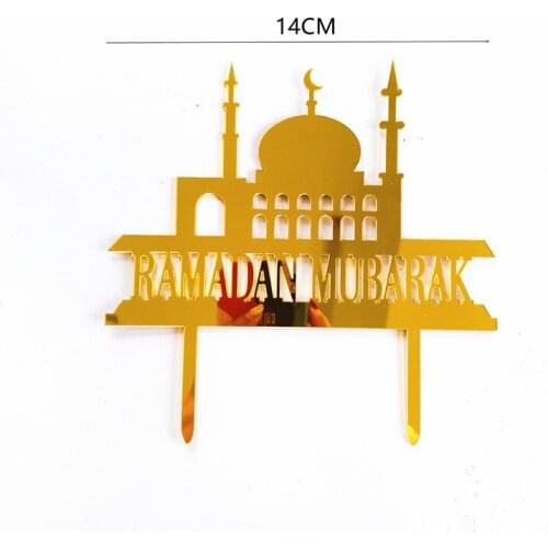 Cake Toppers Gold Silver Laser Cut Eid Mubarak Cake Topper Wedding Birthday Party Ramadan Decor Cupcake Topper Muslim Baking