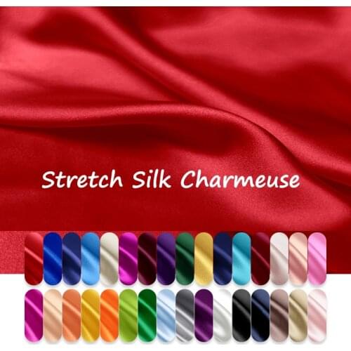 1 meter X 1.08 meter Quality Stretch Silk Fabric Charmeuse Glossy Soft Sleep Gown Material