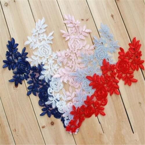 10Pcs 37X 11cm 6Colors Lace wedding dress embroidered flower patch Motif material accessories cloth flowers cloth paste BD0009