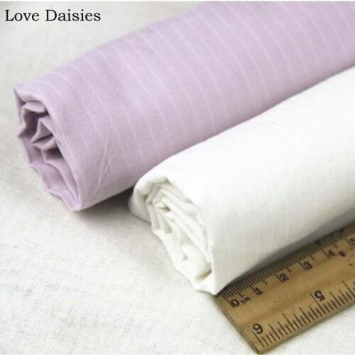 100% Cotton High Counts Yarn Dyed WHITE LIGHT PURPLE Dobby Stripe Very Thin Fabric for Summer DIY Apparel Dress Shirt Top Tissue