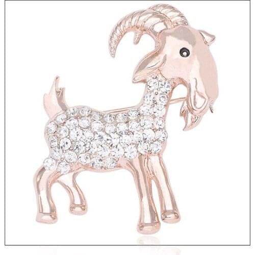 2020 Fashion jewelry Plated white Brooches for women suit Rhinestone Sheep brooch Four colors Broach for Women Gifts X1580