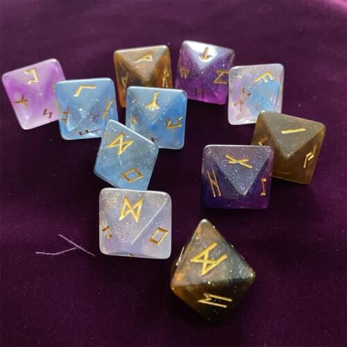 3 Pcs 8-Sided Rune Dice Resin Assorted Polyhedral Dices Set Divination Table Board Roll Party Cards Playing Game Toys