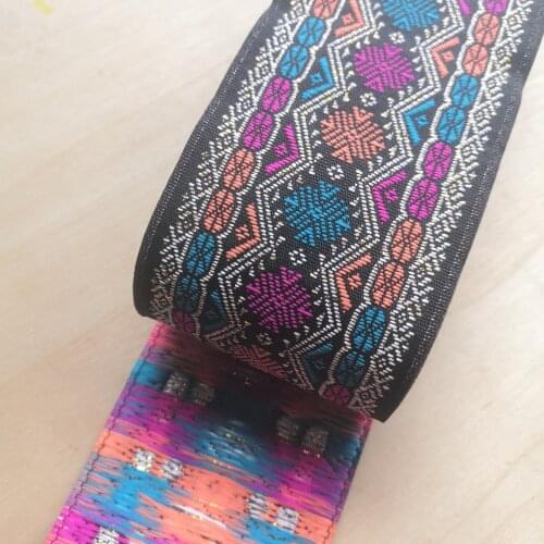 5cm 2' NEW Colorful Beautiful Laciness National Jacquard Ribbon Embroidery Woven Rhombus Zigzag Snow Flake Pink Blue Filigree
