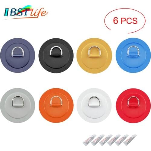 6 PCS 4.3inch Stainless Steel D Ring Pad/Patch With Glue for PVC Inflatable Boat Raft Dinghy Canoe Kayak Surfboard SUP Tie Down