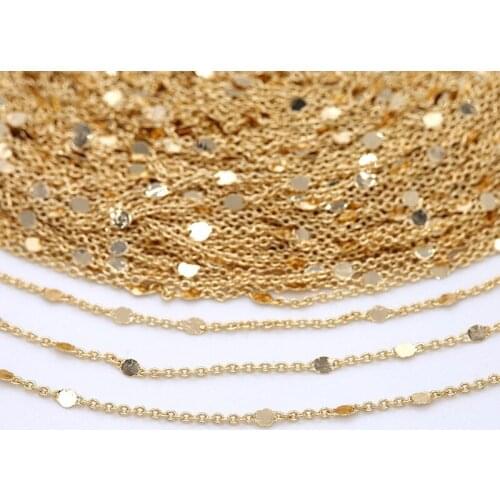 10 Meters DIY Jewelry Accessories Copper Plated 14K Gold Round Piece O-Chain Simple Tassel Fine Chain Earring Necklace Material