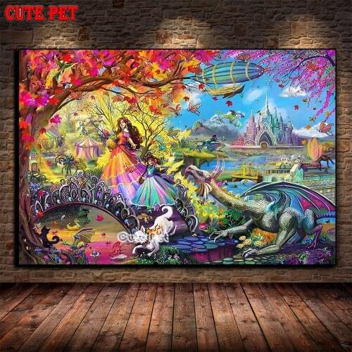 DIY diamond painting Maple Princess Spaceship Dragon Castle cross stitch full square round diamond Emeroidery mosaic home decor