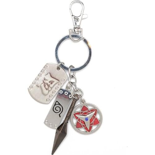 Cartoon UCHIHA SASUKE HYUGA HINATA Theme Keychain Badge Pendant Keyrings Symbol Weapon Dangle Car Key Holder Jewelry Gifts NEW
