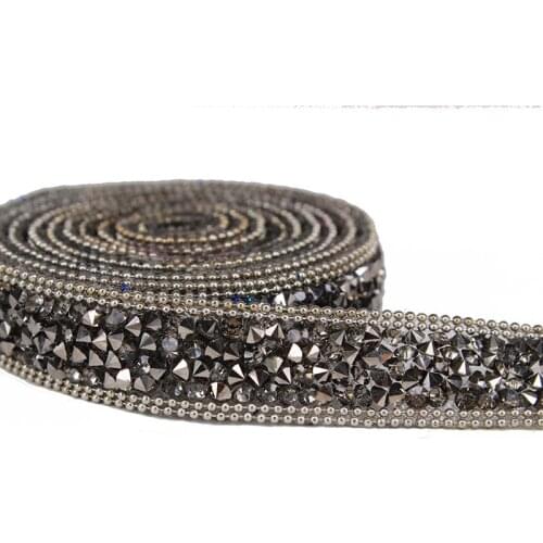 Beaded Rhinestones Trim Chain Iron on Hotfix Crystal Reel Chain Costume Applique Embellishment Sewing Supplies 15yard/T1137