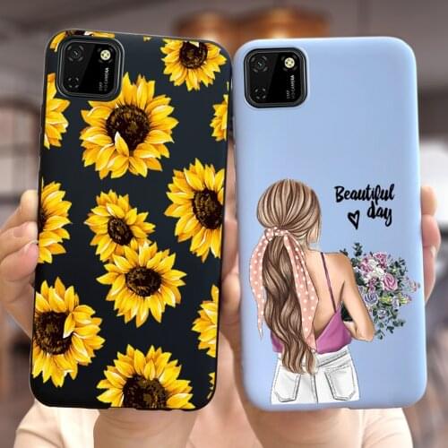 For Huawei Y5p 2020 Case Soft Slim Fundas Cute Sunflower Cover on For Huawei Y5p Y5p 2020 DRA-LX9 Phone Cases Shockproof Bumper