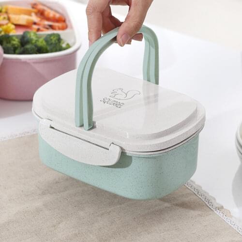 Wheat Straw Double-layer Insulated Lunch Box for Kids Children Food Container School Office Portable Bento Box Storage Organizer