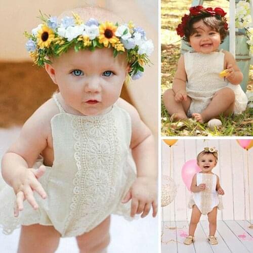 Emmababy Fashion Girl Jumpsuits 0-24M Newborn Infant Baby Girl Lace Floral Bodysuit Jumpsuit Sunsuit Outfits