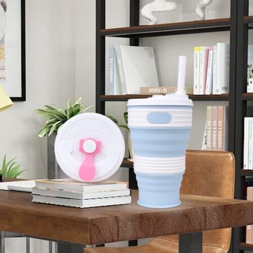 WICK AND HIS PETS 600ML large-capacity outdoor travel folding water cup silicone retractable belt straw mouthwash cup factory