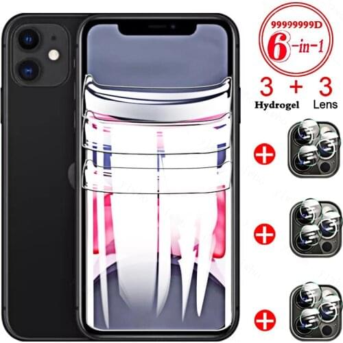 Full Cover For iPhone 11 12 Pro Max Screen Protector Hydrogel Film For iPhone 12 mini Back Film XS Max X Camera Tempered Glass