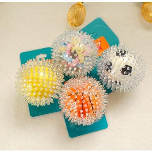 Pet Dog Toy Pet Cat Dogs Voice Molar Teeth Small Medium-sized Dog Luminous Spiny Colorful Knitted Ball Pet Puppy Supplies