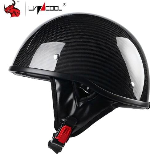 LVCOOL Carbon Fiber Retro Motorcycle Helmet Moto Helmet Open Face Motorbike Racing Riding Helmet DOT Certification Casco Moto