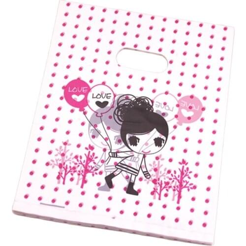 Wholesale 100pcs/lot 20*25cm Sacchetti Plastica With Lovely Girls Balloon Sachet Plastique Bonbon Bags For Wedding Favors