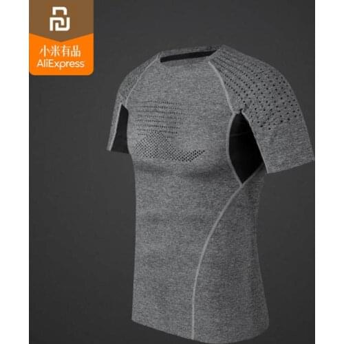 Original youpin mijia mens high elastic sports compression shirt smooth cool mens short sleeve fitness running sweater smart