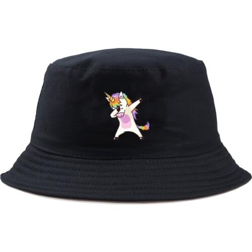 Anime Dabbing Unicorn bucket hat Cool Men women Couple Unisex fisherman hat panama fishing hunting beach sun cap girl boy