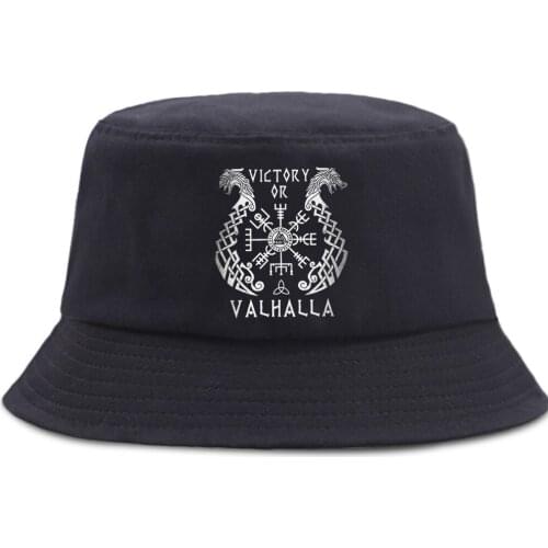 Vikings Victory Of Valhalla Fisherman Hat Unisex Cotton Panama Caps Outdoor Sunscreen Beach Sun Cap Foldable Street Bucket Hats