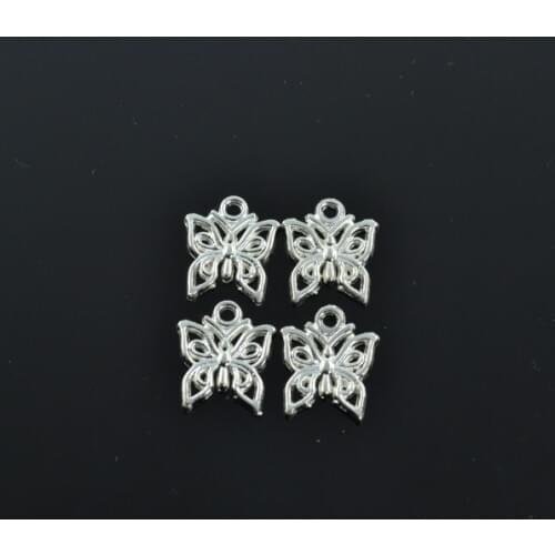 60pcs Silver Plated butterfly Charms alloy Pendants for Bracelet Necklace Jewelry Making Accessories DIY 12*12mm D211