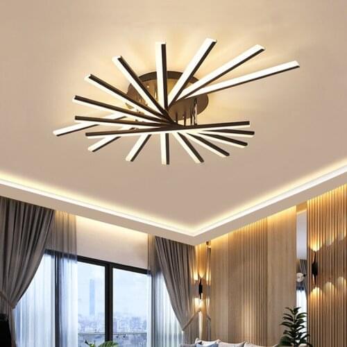 Hot sale Chandeliers Lighting For Living Room Bedroom Home Modern led Gold Black White Ceiling Lamp 90-220V Fixtures lustre