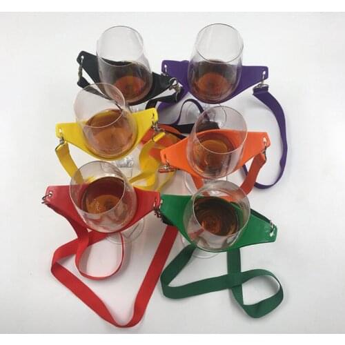 Durable Wine Glass Holder Strap Wine Sling Yoke For Outdoor Cocktail Party Black Neck Strap LX2192