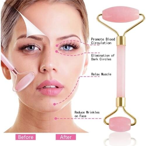 New style rose quartz Face Massage Roller Practical Jade Facial Anti Wrinkle Body Head Portable Nature Beauty Health Care Tools