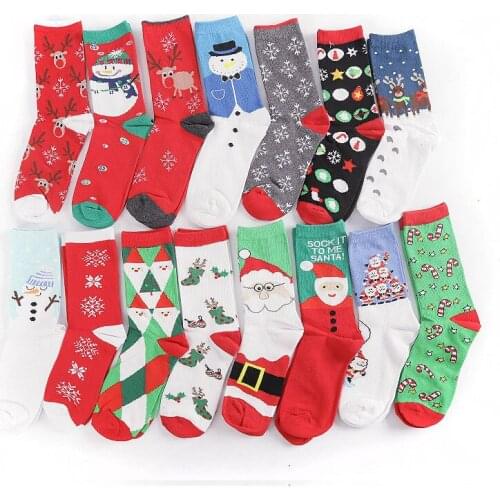 Christmas Fashion Harajuku Style Kawaii Winter Warm Christmas Cartoon Print Stock Girl Girl Gift Meias Cute Womans Socks