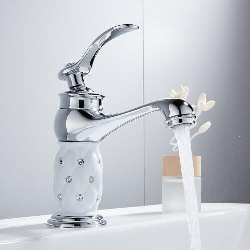 HOTBEST Basin Faucet Diamond Bathroom Sink Faucet Single Handle Basin Faucets Water Mixer Hot Cold Bath Brass Mixer Tap