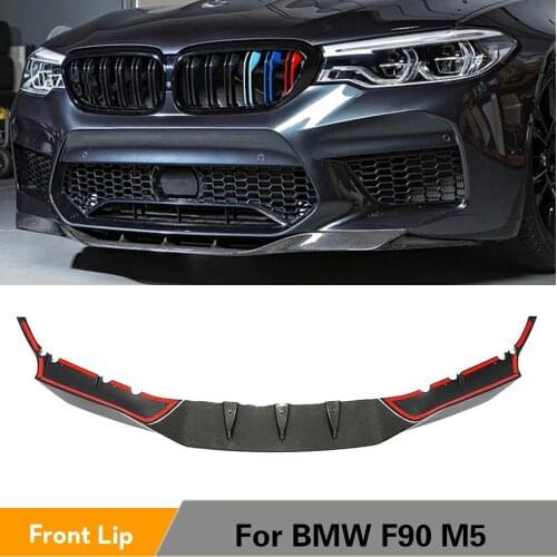Carbon Fiber Front Bumper Lip Spoiler Splitters For BMW F90 M5 2018 - 2020 Carbon Fiber Front Bumper Lip Spoiler Splitters