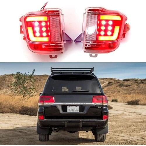 LED Rear Bumper Reflector Tail Lights Brake Lamps For Toyota Land Cruiser 2016 2017 2018 2019 2020