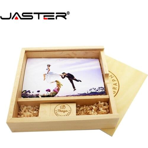 JASTER maple Wooden+box Photography LOGO 64GB usb flash drive pen drive 4GB 8GB 16GB 32GB usb2.0 gift U disk