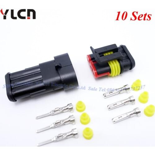 High Quality 3 Pin Way 10 Sets Automotive Super Sealed Waterproof Electrical Wire Connectors Plug For Car