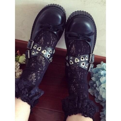 Japan Harajuku Heart Straps Creepers Stylish Punk Mary Jane Platform Flat Shoes