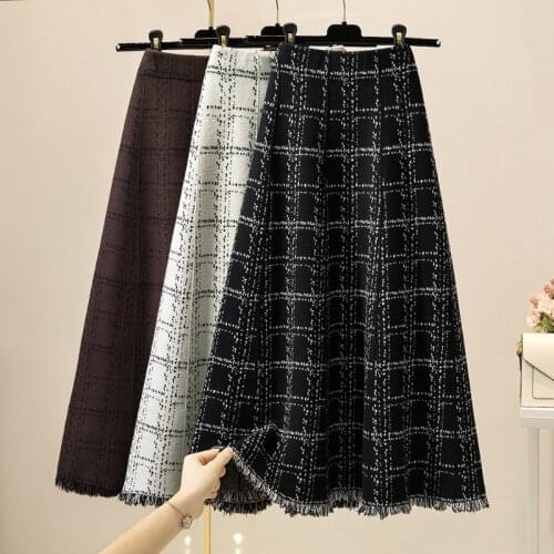 Plaid half-length female skirt winter skirt 2020 high waist women set skirt midi-length over the knee a-line skirt women skirt