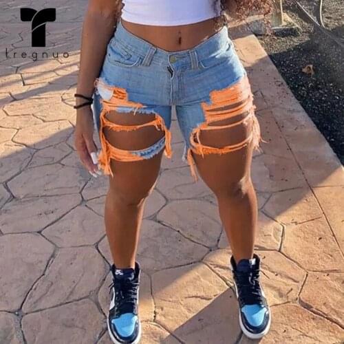 2021 Denim Shorts Summer Women Shorts Hole Water Wash Jeans Sexy Tassel Buttocks 6 Colors
