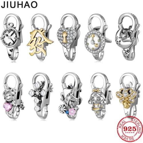 925 Sterling Silver New Trendy Charm Bracelet Little bear Bow Lobster Clasp With 4 styles bracelet Diy for women Jewelry