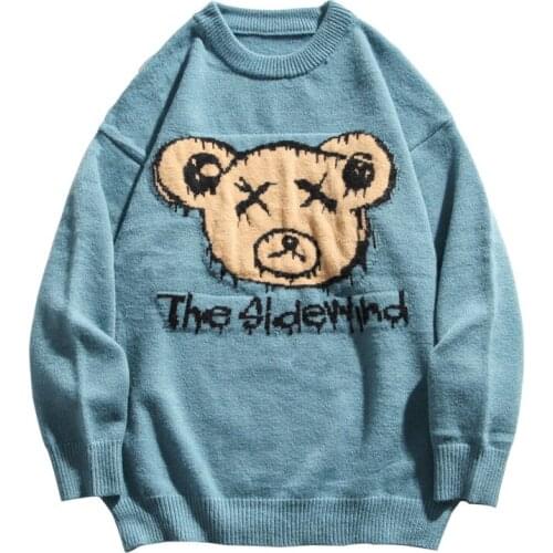 Women Sweater 2021 Knitted Bear Jumpers Sweaters Streetwear Men Women Hip Hop Harajuku Pullover Tops Knitwear Fashion Outerwear
