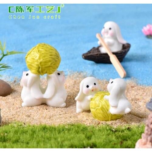 ZOCDOU 1 Piece Cute Animal Cartoon Rabbit Small Statue Little Figurine Crafts Figure Ornament Miniatures