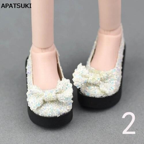 1Pair 6cm White Bling-Bling Bowknot Fashion Shoes For 1/4 BJD Doll Shoes High Heel Shoes For 45-50cm XINYI Doll Accessories