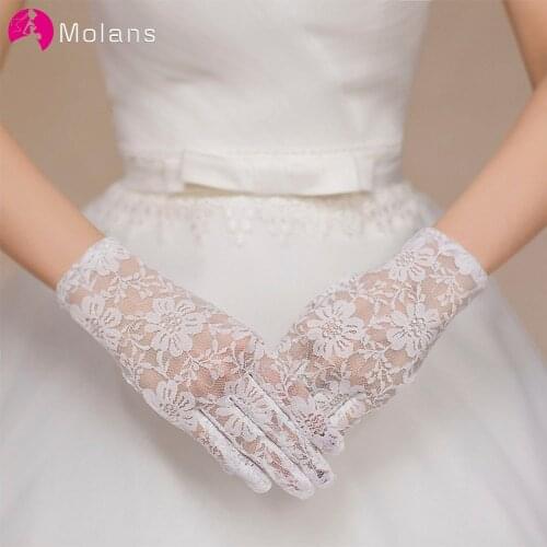 Molans 1 Pair of Short Lace Gloves UV Protection Full Finger Gloves Outdoor Driving Gloves Prom Party Driving Wedding Gloves