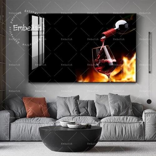 1 Pieces Kitchen Artworks Red Wine And Glass Dinning Room Wall Art Posters Modern Home Decor HD Spray On Canvas Oil Paintings