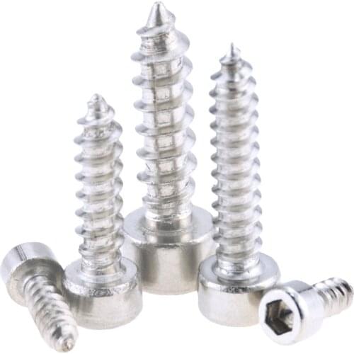 10PCS M4*10-35 16 20 25 Hexagon Hex Socket Cap Head Self Tapping Screw 304 Stainless Steel Allen Head Screw For Speaker M4x10