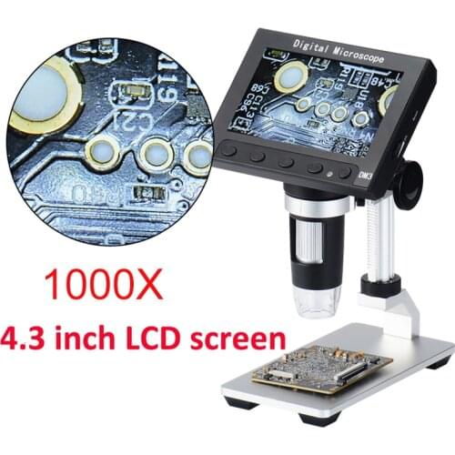 1000X USB electronic microscope lcd digital video microscope camera 4.3 inch HD OLED Endoscope magnifying Camera +LED lights