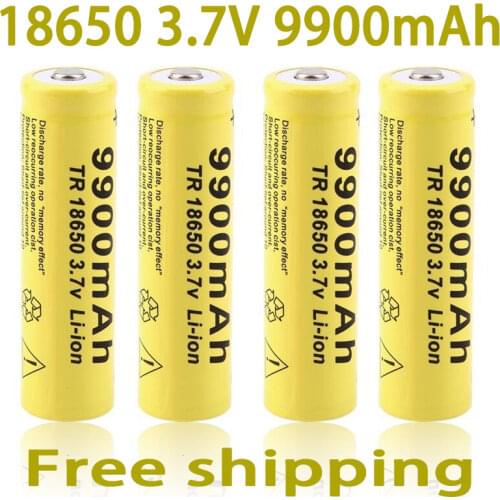 2-20pcs/Lot 18650 battery 3.7V 9900mAh rechargeable liion battery for Led flashlight Torch batery litio battery+ Free Shipping