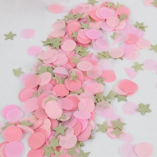 20g Paper Baby Pink colorful Confetti 2cm Round and Star Paper Decoration Girl Brithday Party Wedding Decor Eco-friendly