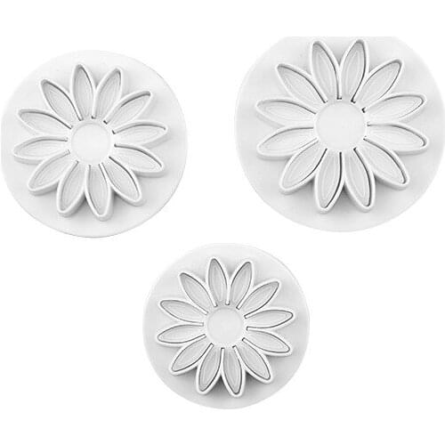 3pcs sun flower embossing die Plastic fondant cake mold biscuit printing mold baking tool