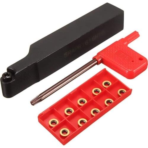 ABSF SRAPR2020K10 Face Milling External Lathe Blade Turning Tool Holder Boring Bar + 10Pcs RPMT10T3MO Inserts + Wrench